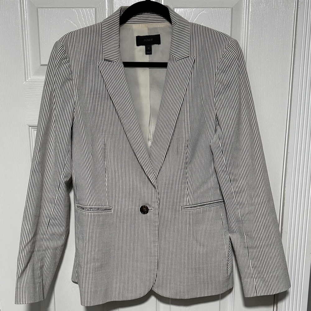 J. Crew Black and White Striped Blazer